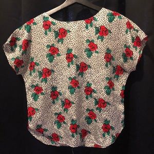 vintage black and white shirt with roses